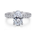 Adela - 14K White Gold Oval Hidden Halo Diamond Engagement Ring