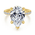 Adela - 14K Yellow Gold Pear Shape Hidden Halo Diamond Engagement Ring