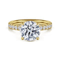 Adela - 14K Yellow Gold Round Hidden Halo Diamond Engagement Ring