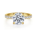 Adela - 14K Yellow Gold Round Hidden Halo Diamond Engagement Ring