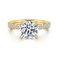 Adela - 14K Yellow Gold Round Hidden Halo Diamond Engagement Ring