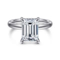 Peace - 14K White Gold Emerald Cut Hidden Halo Diamond Engagement Ring