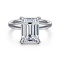 Peace - 14K White Gold Emerald Cut Diamond Engagement Ring