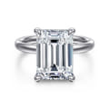 Peace - 14K White Gold Emerald Cut Hidden Halo Diamond Engagement Ring