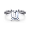 Peace - 14K White Gold Emerald Cut Diamond Engagement Ring