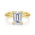 Peace - 14K Yellow Gold Emerald Cut Diamond Engagement Ring