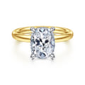 Peace - 14K Yellow-White Gold Elongated Cushion Diamond Engagement Ring