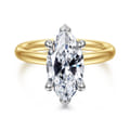 Peace - 14K Yellow-White Gold Marquise Shape Hidden Halo Diamond Engagement Ring