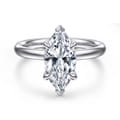 Peace - 14K White Gold Marquise Shape Diamond Engagement Ring