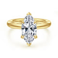 Peace - 14K Yellow Gold Marquise Shape Diamond Engagement Ring