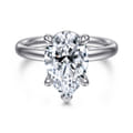 Peace - 14K White Gold Pear Shape Hidden Halo Diamond Engagement Ring