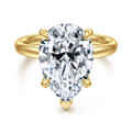 14K Yellow Gold Pear Shape Hidden Halo Diamond Engagement Ring