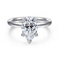 Peace - 14K White Gold Pear Shape Diamond Engagement Ring