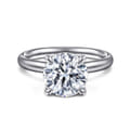 Peace - 14K White Gold Round Hidden Halo Diamond Engagement Ring