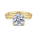 Peace - 14K Yellow Gold Round Diamond Engagement Ring