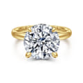Peace - 14K Yellow Gold Round Hidden Halo Diamond Engagement Ring