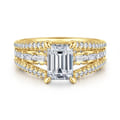 Brinne - 14K Yellow Gold Three Row Emerald Cut Diamond Engagement Ring