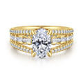 Brinne - 14K Yellow Gold Three Row Oval Diamond Engagement Ring