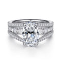 Brinne - 14K White Gold Three Row Oval Diamond Engagement Ring