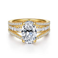 Brinne - 14K Yellow Gold Three Row Oval Diamond Engagement Ring