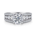 Brinne - 14K White Gold Three Row Round Diamond Engagement Ring