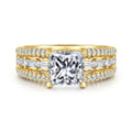 Brinne - 14K Yellow Gold Three Row Princess Cut Diamond Engagement Ring