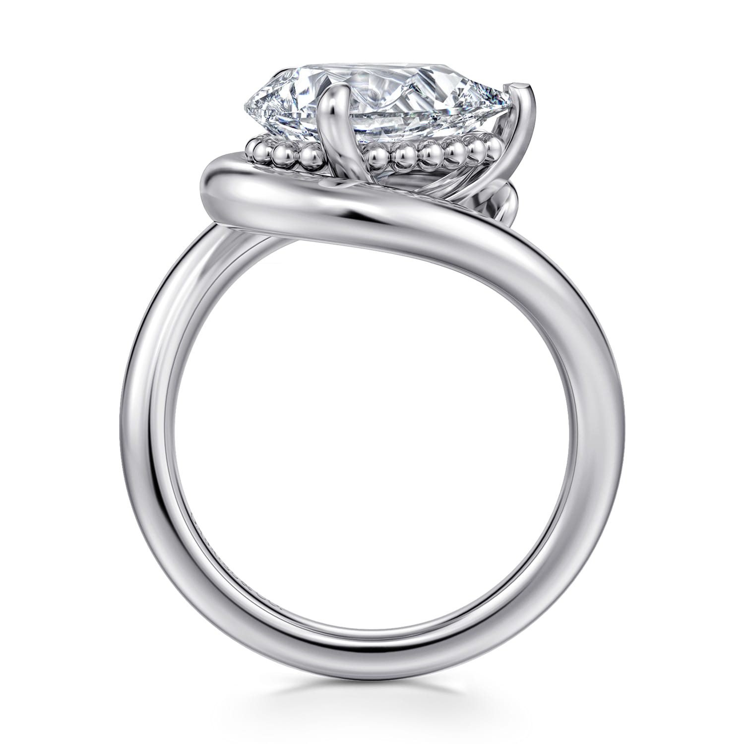 Pear Bypass Diamond Engagement Ring in 14K White Gold, photograph 2