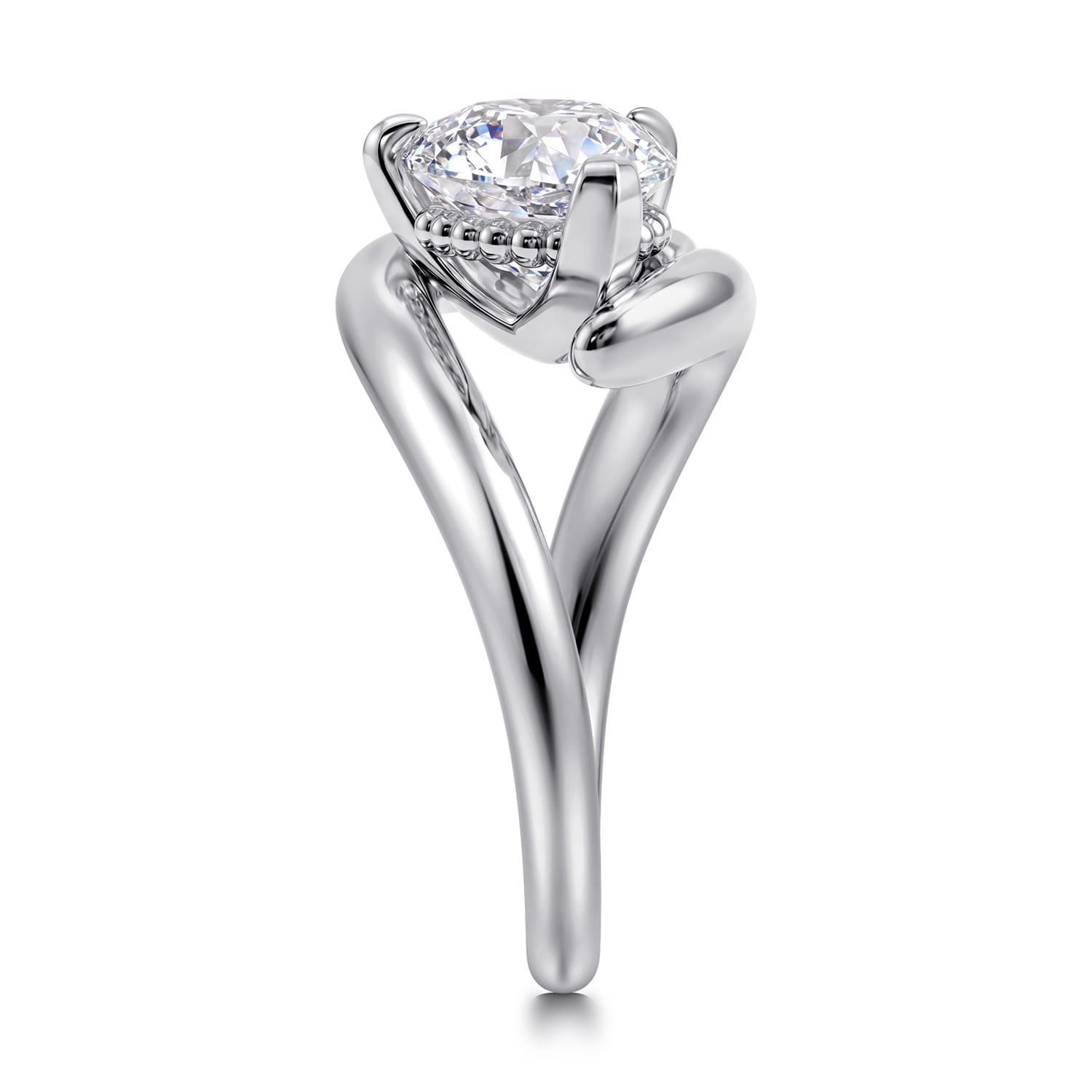 Pear Bypass Diamond Engagement Ring in 14K White Gold, photograph 4