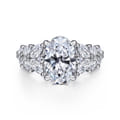 Cayte - 14K White Gold Floral Oval Diamond Engagement Ring