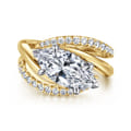 Slate - 14K White-Yellow Gold Bypass Marquise Shape Diamond Engagement Ring