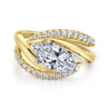Slate - 14K White-Yellow Gold Bypass Marquise Shape Diamond Engagement Ring