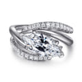 Slate - 14K White Gold Bypass Marquise Shape Diamond Engagement Ring
