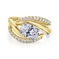 Slate - 14K White-Yellow Gold Bypass Oval Diamond Engagement Ring