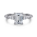 Carinna - 18K White Gold Emerald Cut Diamond Engagement Ring