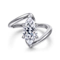 Lidya - 14K White Gold Bypass Marquise Shape Diamond Engagement Ring