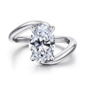 Lidya - 14K White Gold Bypass Oval Diamond Engagement Ring