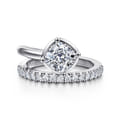 Margo - 14K White Gold Bezel Prong Cushion Cut Wrap Engagement Ring