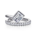 Margo - 14K White Gold Bezel Prong Emerald Cut Wrap Engagement Ring