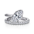 Margo - 14K White Gold Bezel Prong Marquise Shape Wrap Engagement Ring