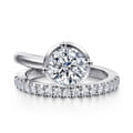 Margo - 14K White Gold Bezel Prong Round Wrap Engagement Ring