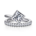 Margo - 14K White Gold Bezel Prong Princess Cut Wrap Engagement Ring