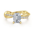 Panelope - 14K Yellow Gold Twisted Emerald Cut Diamond Engagement Ring