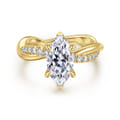 Panelope - 14K Yellow Gold Twisted Marquise Shape Diamond Engagement Ring