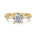 Carroline - 14K Yellow Gold Cushion Cut Diamond Engagement Ring