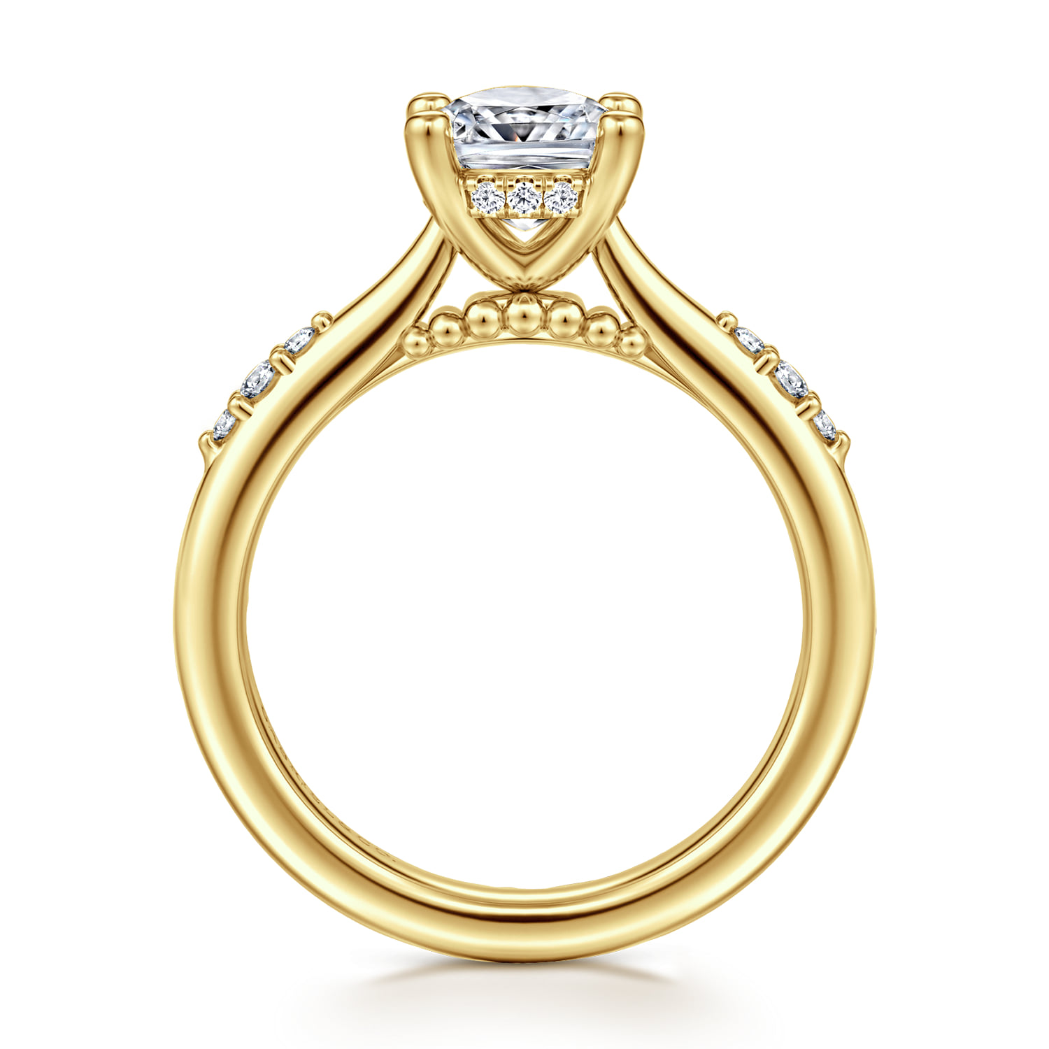 Cushion Diamond Engagement Ring in 14K Yellow Gold, photograph 2