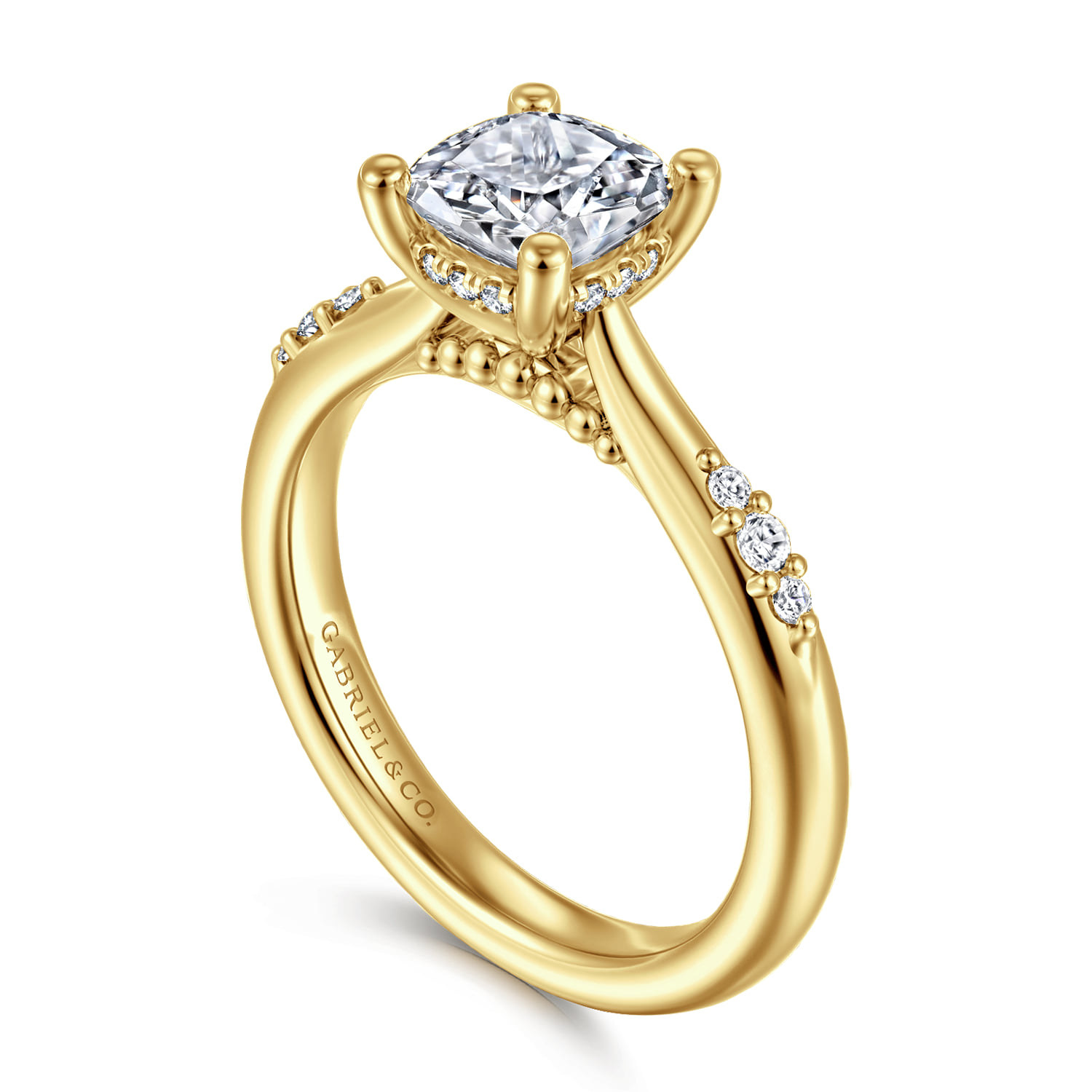 Cushion Diamond Engagement Ring in 14K Yellow Gold, photograph 3
