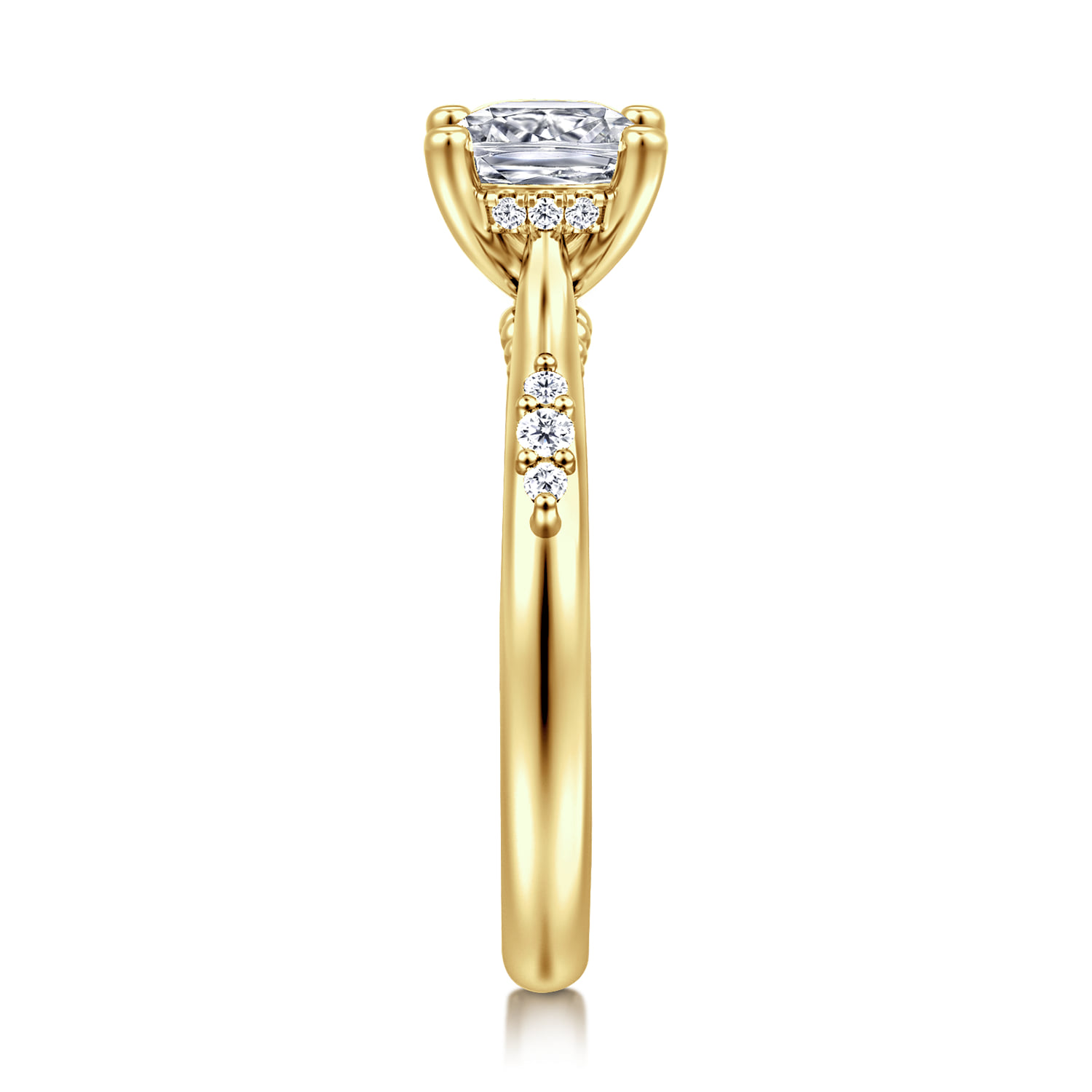 Cushion Diamond Engagement Ring in 14K Yellow Gold, photograph 4