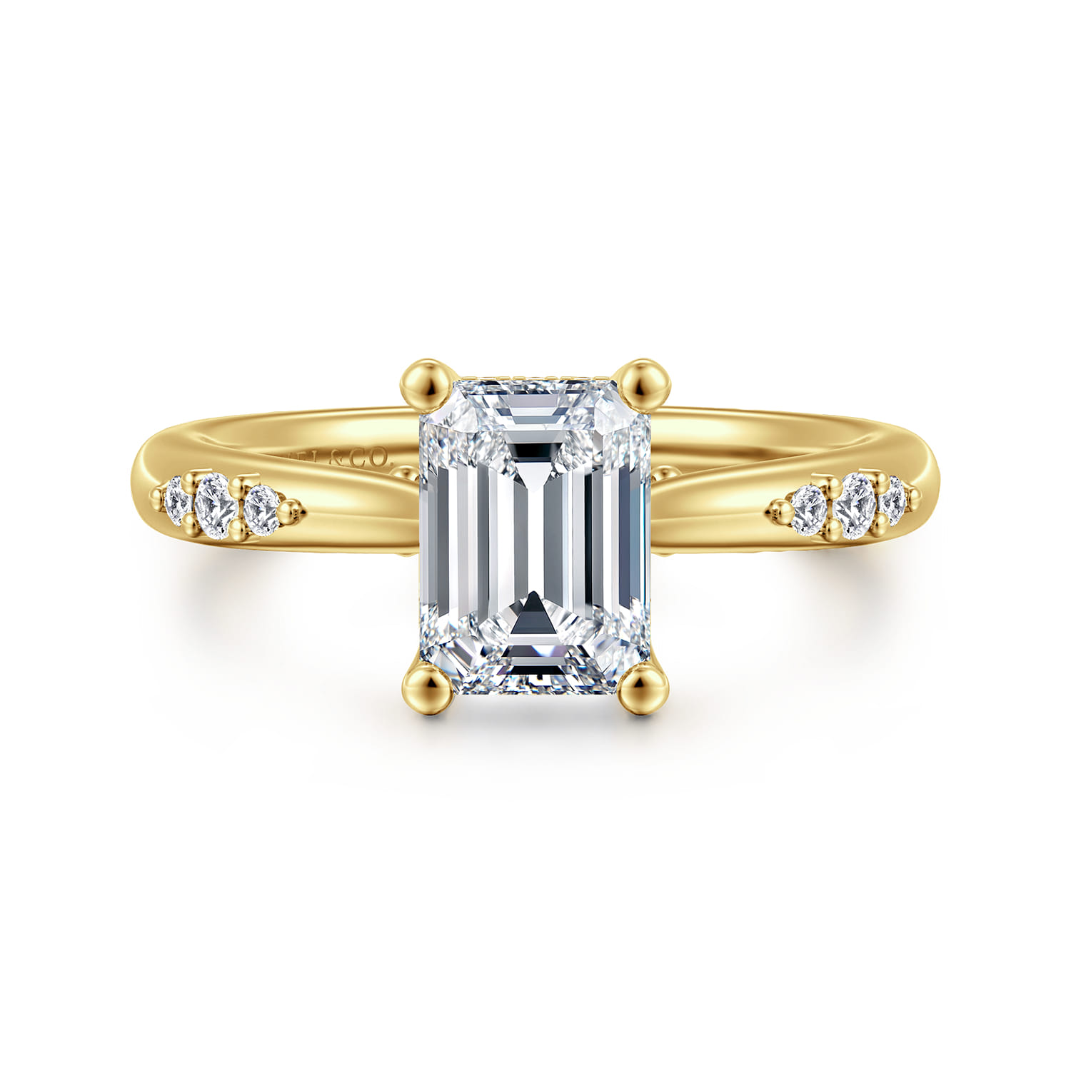 Emerald Diamond Engagement Ring in 14K Yellow Gold