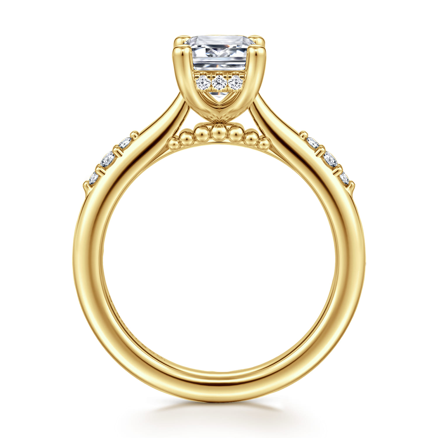 Emerald Diamond Engagement Ring in 14K Yellow Gold, photograph 2