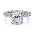 Eleeza - 14K White Gold Elongated Cushion Diamond Engagement Ring
